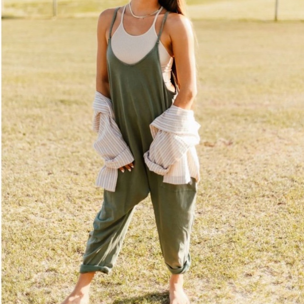 Free People Hot Shot Onesie Lush Pine